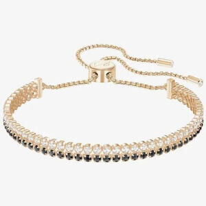 Swarovski Subtle Bracelet Black White Crystal Rose Gold Tone Plated